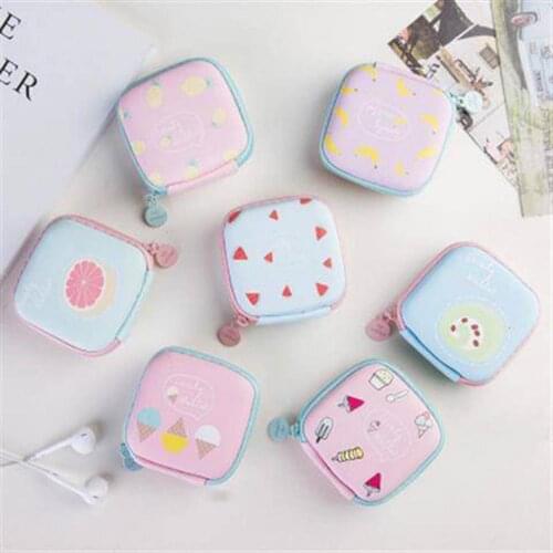 Portable Coin Cases Data Cable Headphone Storage Box Cute Fruit Pattern USB Hard Cases Earphone Bag Coin Bags SD Card Cable Box