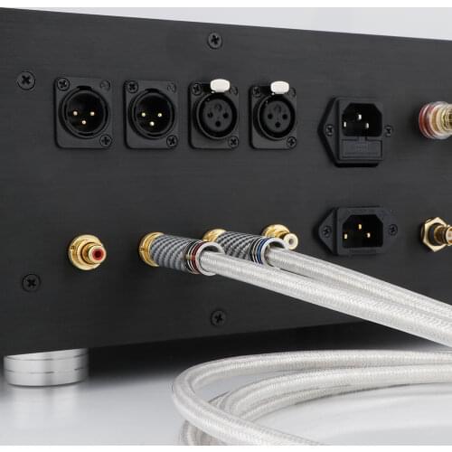 Pair QED Signature 6N OCC Silver-Plated Hifi RCA Audio Cable With Carbon Fiber RCA Plug Connector