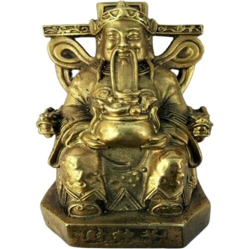Fine copper ingot bronze statue of the God of wealth as the God of wealth wealth god Buddha sitting lucky craft ornaments