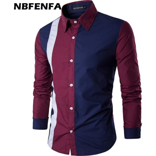 Men Shirts Spring Long Sleeve Male Business Shirt Fashion Street Wear Slim Fit Autumn Shirt Patchwork Fashion Men Clothing LA409