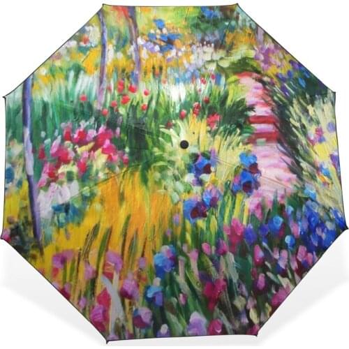 Oil Painting Rain Umbrella Folding Sunshade Monet Drawing Umbrella Waterproof Art Oil Painting Umbrella Sombrillas Para