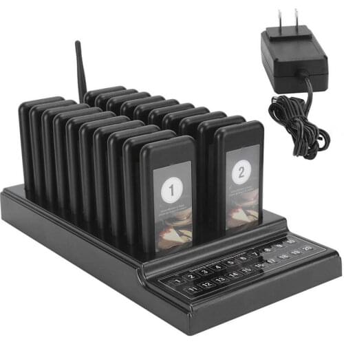 SU-68G Wireless Paging System Restaurant Queue Calling System Guest Waiting Pagers System - 1 * Keypad Transmitter + 20 Coaster