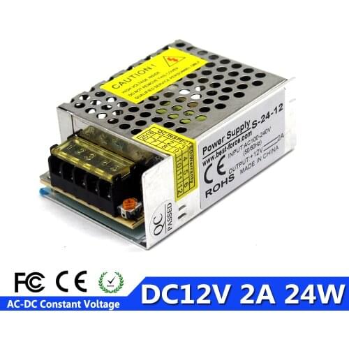 Universal 12V 2A 24W Regulated Switching Power Supply Transformer AC To DC UPS For LED Strip Light Display Lighting CNC CCTV