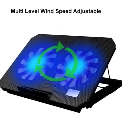 USB Port 2 Cooling Fans Laptop Cooler Pad Notebook Adjustable Angle Stand Holder