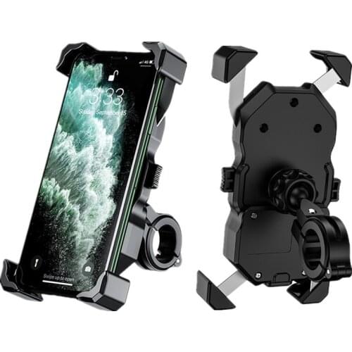 Waterproof Universal Adjustable Stainless Steel Motorcycle Phone Mount Holder Handlebar Rear-View Mirror Mounted 360 Rotation