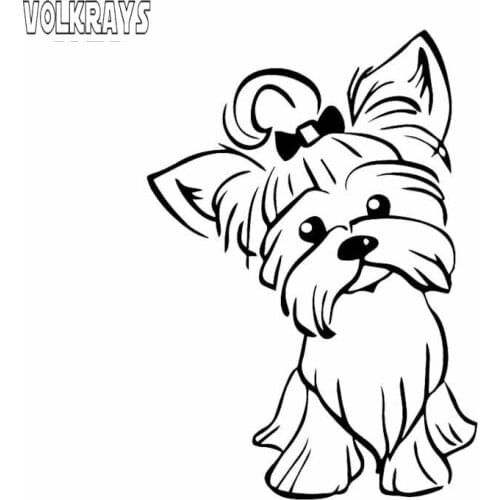 Volkrays Personality Car Sticker Yorkshire Terrier Pup Doggy Yorkie Cute Fun Dog Accessories Vinyl Decal Black/Silver,16cm*11cm
