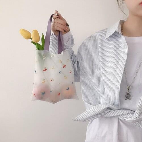 Youda 2021 Womens Sweet Japanese Embroidery Fairy Handbag Organza Small Cherry Fruit Bag Summer Ladies Bags for Girls