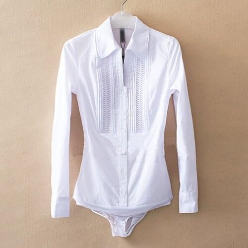 Body Shirt Women Long Sleeve Elegant Turn-down Collar V Neck Herringbone Pleated Office Ladiese Tops Formal Workwear White XXL