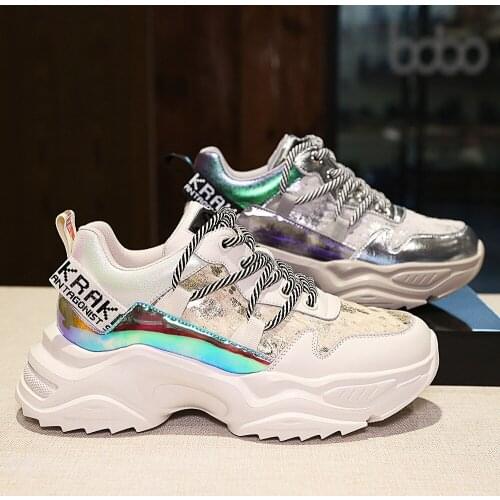 Women Platform Sneakers Ladies Genuine Leather Chunky Sneakers Brand Shoes Girls Thick Bottom Sport Sneakers Trainers New Autumn