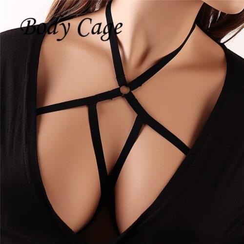 Body Cage2018 Sexy Harness Women Gothic Elastic Cage Crop Top Erotic Lingerie Strappy Hollow Bra Bustier Bandage Body Belt