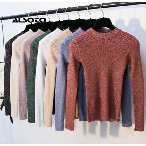 ALSOTO Fashion Autumn Winter Sweater Women Long Sleeve Pullover Women Basic Sweaters Women Korean Style Knit Tops Femme