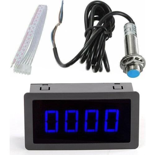 1SET Blue Digital LED Tachometer RPM Speed Meter High Precision Speedometer Hall Proximity Switch Sensor Detector