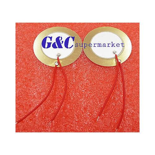 10PCS 35mm Piezo Elements buzzer Sounder Sensor Trigger Drum Disc+ wire copper