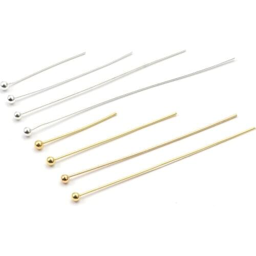200pcs/lot Gold Rhodium Color Metal Ball Head Pins Needles Headpins for DIY Jewelry Accessory Making 20/30/40/50mm