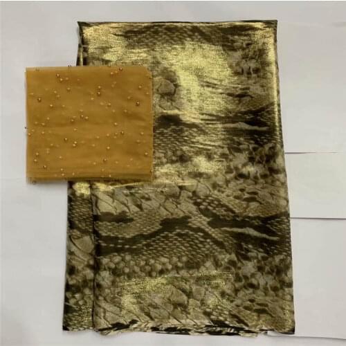 2020 High Quality African Metal Silk Fabric 5 + 2 Yards Chiffon African Silk Fabric For Ladies Party Clothing! LXF1010185