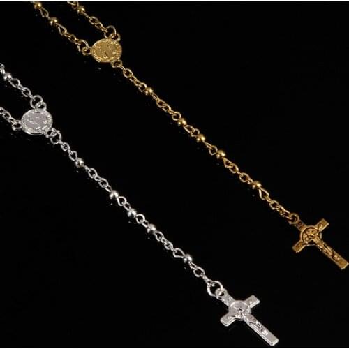 48 pieces / stainless steel gold necklace rosary 3mm beads, stainless steel beads female charm long chain