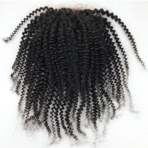 5*5 Silk Base Human Hair Lace Closure Afro Kinky Curly Silk Top Closure Mongolian Remy Human Hair Extensions with Baby Hair