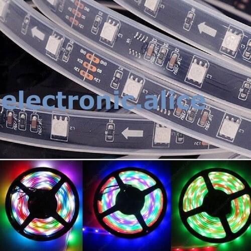 5M Waterproof WS2811 IC 5050RGB Dream Color 30LED/M DC12V Pixel Strip Black PCB
