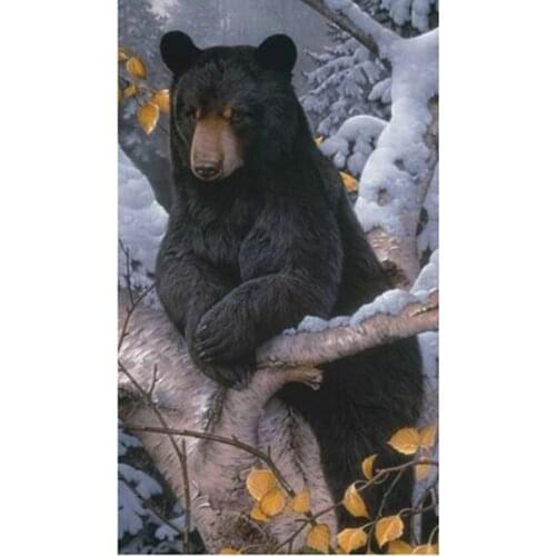 5D DIY Diamond Painting Black Bear Animal Picture Square Round Diamond Art Sale Animal Cross Stitch Kit Home Decoration WG2729