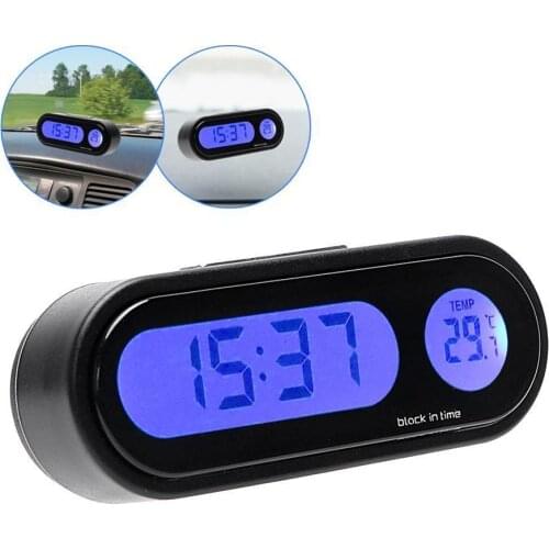 Car clock Mini Electronic clock Time Car watch Auto Dashboard Clocks Luminous Thermometer Digital Display for Car Accessories