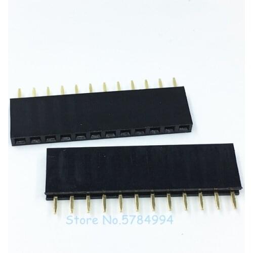 Free shipping 100PCS 12Pin 2.54mm Single Row Straight Female Pin Header 1*12P Strip PBC