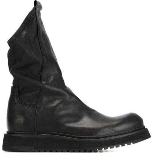 Martin Boots Cow Split Mens Mid calf British Style High top Boots Flats Retro Casual Winter Boots Riding Motorcycle Boot Hombre