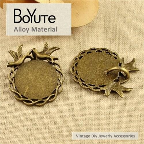 BoYuTe (25 Pieces/Lot) 25MM Cabochon Bese Vintage Style Antique Bronze Plated Bezel Pendants for Jewelry Materials