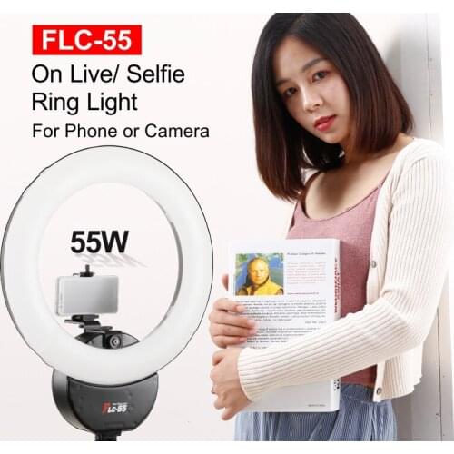 Falconeyes LED Makeup Fill Lamp Soft Selfie Ring Light 55W Portable For Youtube/Video/Live Fotografia With Phone Bracket FLC-55
