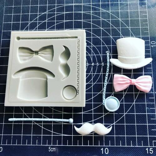 Cake Tool 1 Pc Magic Hat Glass Mustache Bow Silicone Mold Sugarcraft Chocolate Fondant Tool Sugarcraft Mould DIY