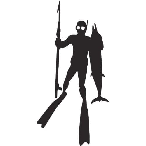 Interesting Fishing Diver Shotgun Vinyl Decals Freediver Diving Shape Sticker Good Quality Waterproof Sun Protection Anti-UV