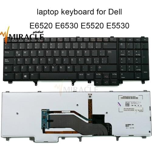 07T437 Backlight Keyboard for Dell Latitude E6520 E6530 E5520 E5530 LA Latin SP black KB Trackpoint 7T437 CN 07C554 7C554 real