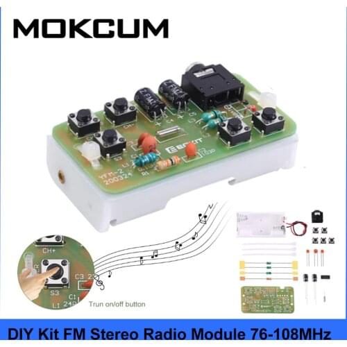 DIY Kit FM Stereo Radio Module Adjustable 76-108MHz Wireless Receiver DC 3V for DIY ElectronicProduction Training Welding Skills