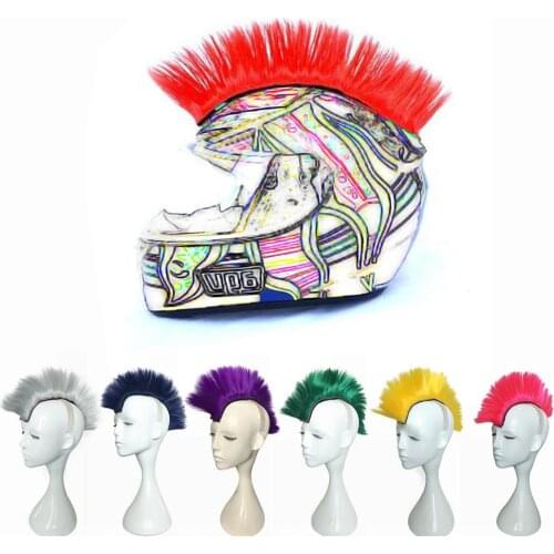 Colorful Cockscomb Decor Headwear Halloween Motorcycle Helmet Decoration Wig Chemical Fiber Mohawk Style Helmet Hair