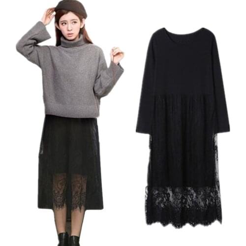 2020 Spring long sleeve lace modal dresses,brand Fashion Elegant Vintage white black lace dress,plus size Summer dress S-5XL 6XL