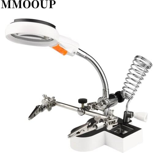 Illuminated Magnifier 4.5X 11X Led Magnifier Soldering with Third Hand Soldering Magnifier for Phone