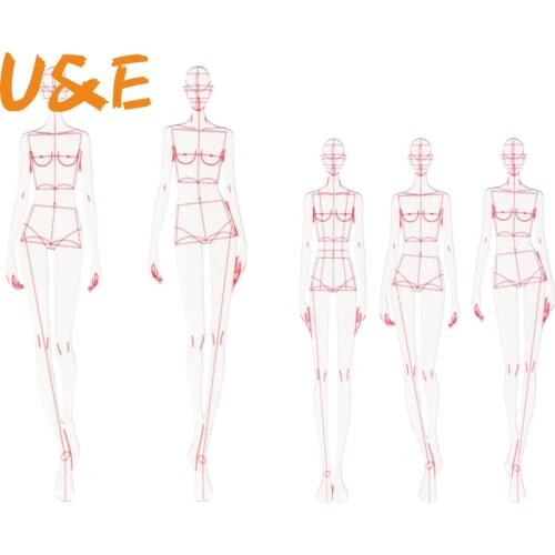 Fashion Illustration Rulers 4 Models Female Clothing Design Effect Diagram Fashion Painting Human Body Dynamic Template Ruler