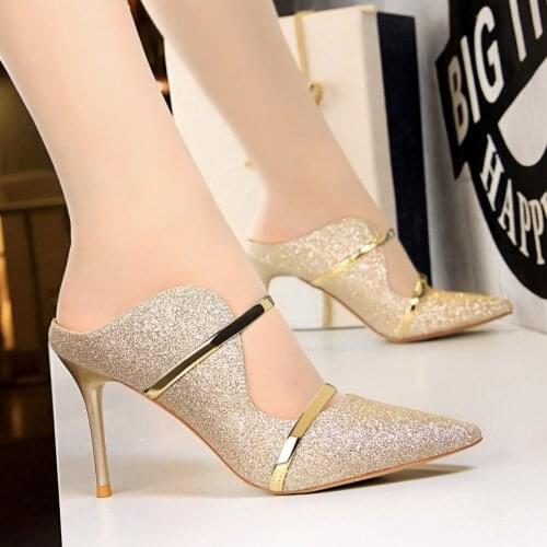 Fashion Sexy Nightclub Womens Shoes Stiletto High Heel Sequin Cloth Summer Sandals and Slippers Women Shoes for Women