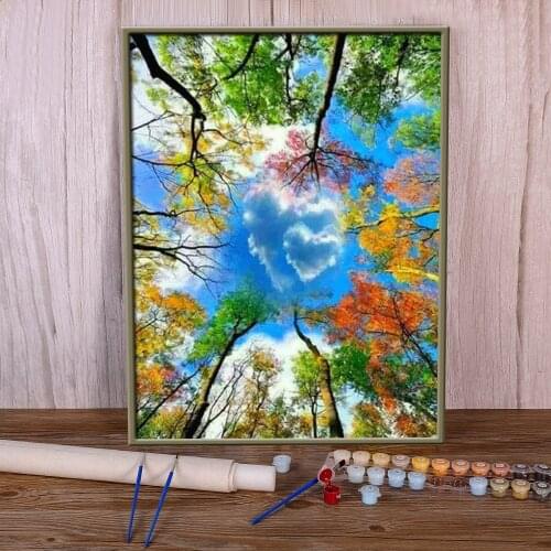 Tree Landscape Coloring By Numbers Painting Complete Kit Acrylic Paints 40*50 Painting On Canvas New Design Wholesale