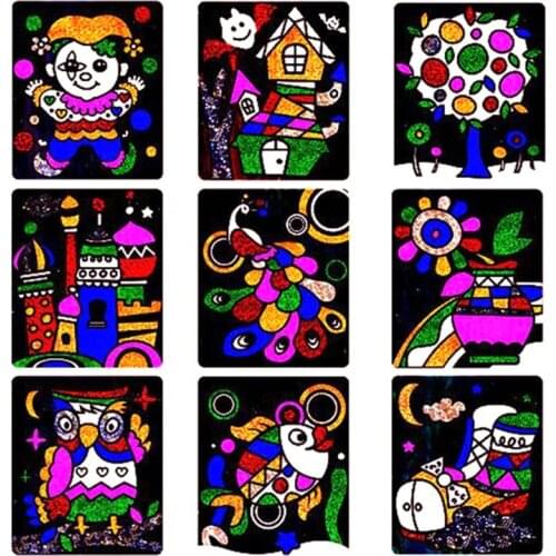 Pack of 9/15Piece DIY Transfer Painting Sticker Dazzling MosaicScene Sticker Graffiti Kit Community Popular Drawing Kit 69HE