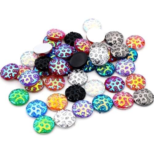 New New! 40pcs/Lot 12mm Mix AB Colors Flat back Resin Constellation Cluster Cabochons Fit 12mm Cameo Base Cabochons-V3-09
