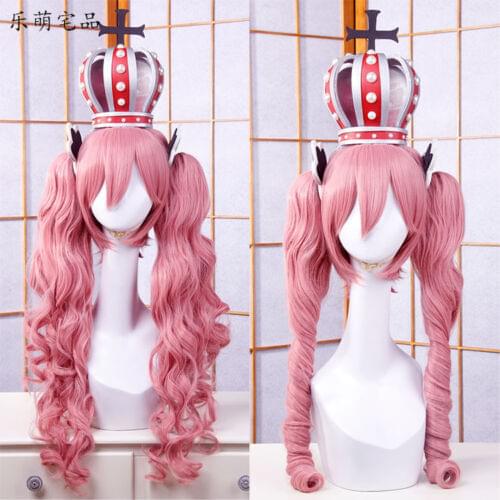 Anime One Piece Cosplay Wig Ghost Princess Perona Pink Long Curly Wavy Ponytails Synthetic Hair Adult Pigtail+ Free Wig Cap