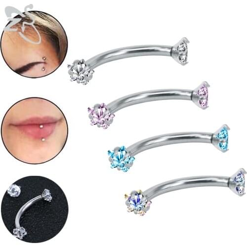 ZS 8-10mm 16g Eyebrow Piercing for Women 316L Stainless Steel Eyebrow Rings Crystal Star Tragus Helix Piercings Earrings Jewlery