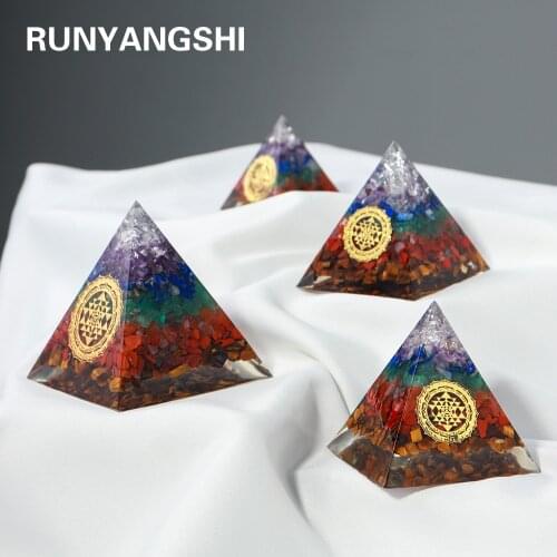 1PC Natural crystal colorful macadam Chakra Therapy Stone reiki towar Augen pyramid ornaments