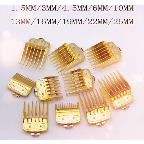 10pcs Professional Cutting Guide Comb for Wahl with Metal Clip 1.5/3/4.5/6/10/13/16/19/22/25MM