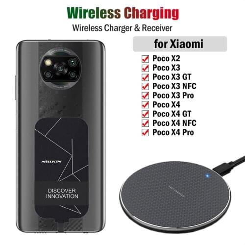 Qi Wireless Charging Adapter for Xiaomi Poco F1 F3 F2 Pro M2 M3 Pro X2 X3 NFC X3 Pro Wireless Charger+USB Type C Receiver