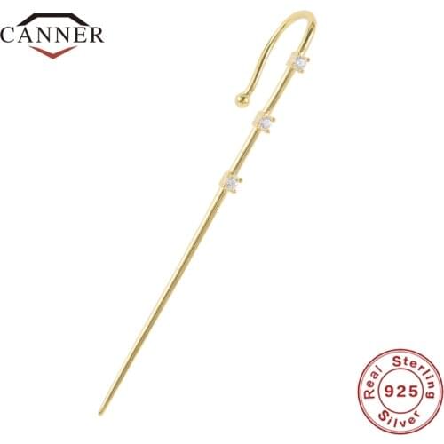 CANNER 925 Sterling Silver Zircon Crystal Clip Earrings for Women Clip on Ear Cuff Non-pierced Earring Fine Jewelry Pendientes
