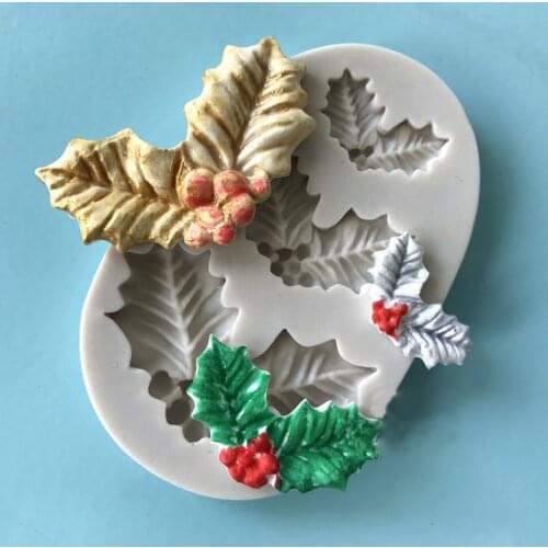 Silicone Mold Fondant Molds Christmas Tree Leaves Molds for Cake Christmas Moulds PRZY Eco-friendly 54125