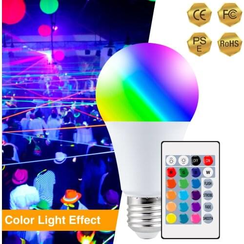 220V E27 RGB LED Bulb Lights 5W 10W 15W RGBWW Light 110V LED Lampada Changeable Colorful RGBW LED Lamp With IR Remote Control