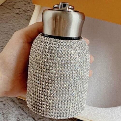 Diamond Thermos Vacuum Flask Bling Hot Water Thermos Stainless Steel Thermos Bottle Sparkling Mini Insulated Bottle Coffee Mug