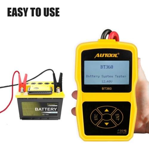 AUTOOL BT360 12V Car Battery Tester Digital Automotive Diagnostic Battery Tester Analyzer Vehicle Cranking Charging Scanner Tool